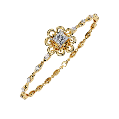 LGD Solitaire Bracelet Princess Stone (2.11ct) In 14K Gold