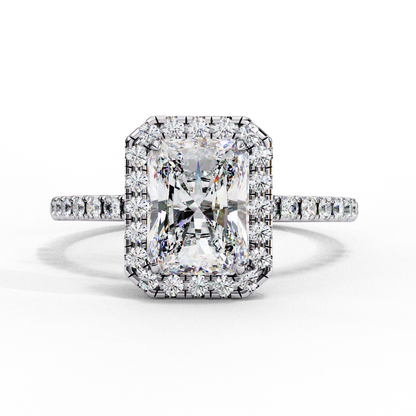 2.38 Carat Radiant Cut Halo Diamond Engagement Ring for Women – Luxury Bridal Jewelry