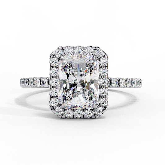 2.38 Carat Radiant Cut Halo Diamond Engagement Ring for Women – Luxury Bridal Jewelry