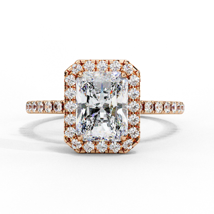2.38 Carat Radiant Cut Halo Diamond Engagement Ring for Women – Luxury Bridal Jewelry