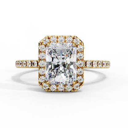 2.38 Carat Radiant Cut Halo Diamond Engagement Ring for Women – Luxury Bridal Jewelry