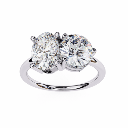 Toi et Moi 2.00 Carat Oval & Round Cut Diamond Engagement Ring – Two Stone Bridal Jewelry