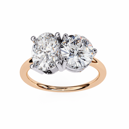 Toi et Moi 2.00 Carat Oval & Round Cut Diamond Engagement Ring – Two Stone Bridal Jewelry