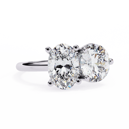 Toi et Moi 2.00 Carat Oval & Round Cut Diamond Engagement Ring – Two Stone Bridal Jewelry