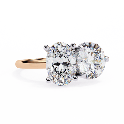 Toi et Moi 2.00 Carat Oval & Round Cut Diamond Engagement Ring – Two Stone Bridal Jewelry