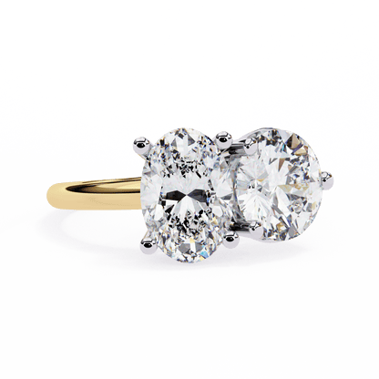 Toi et Moi 2.00 Carat Oval & Round Cut Diamond Engagement Ring – Two Stone Bridal Jewelry