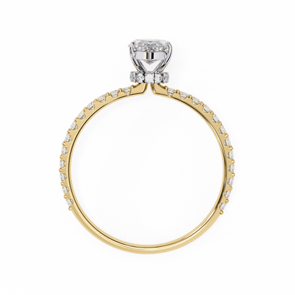 1.36 Carat Marquise Cut Hidden Halo Diamond Engagement Ring with Round Side Stones – Elegant Bridal Ring