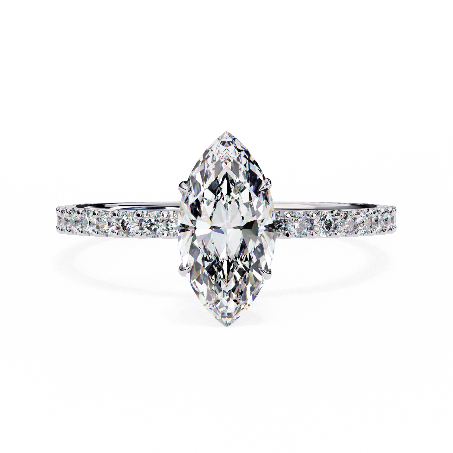1.36 carat marquise cut hidden halo diamond engagement ring with round side stones – elegant bridal ring