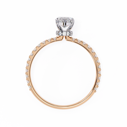 1.36 Carat Marquise Cut Hidden Halo Diamond Engagement Ring with Round Side Stones – Elegant Bridal Ring