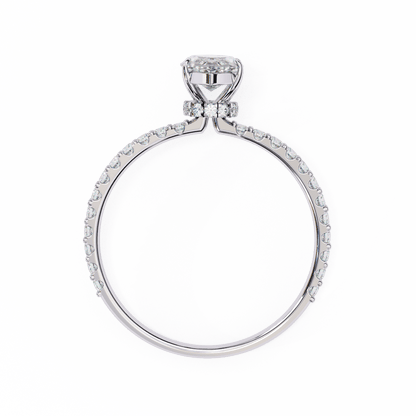 1.36 Carat Marquise Cut Hidden Halo Diamond Engagement Ring with Round Side Stones – Elegant Bridal Ring