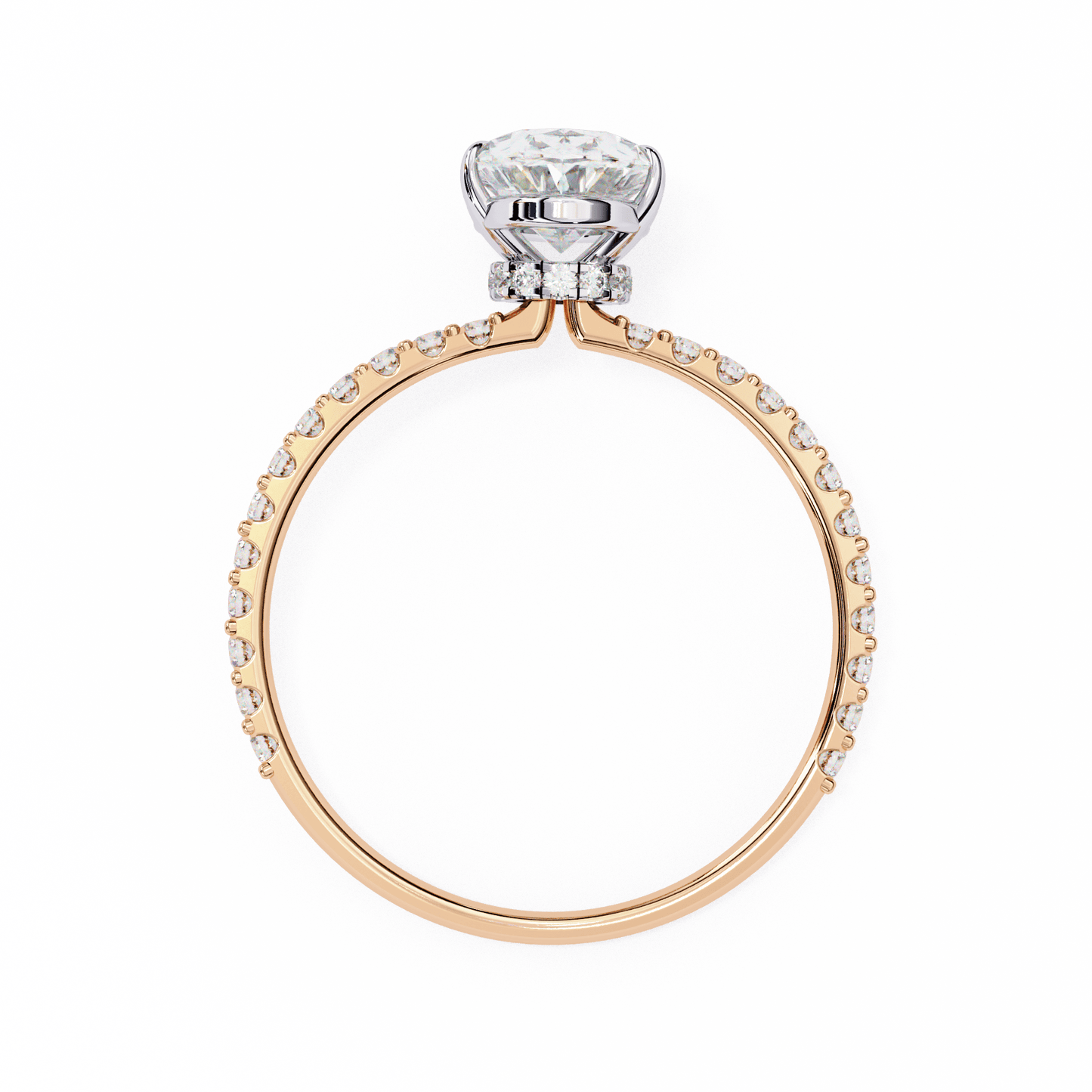 1.36 carat oval cut hidden halo diamond engagement ring with round side stones – elegant bridal ring
