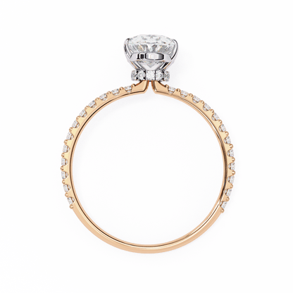 1.36 Carat Oval Cut Hidden Halo Diamond Engagement Ring with Round Side Stones – Elegant Bridal Ring