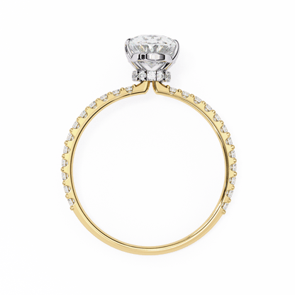 1.36 Carat Oval Cut Hidden Halo Diamond Engagement Ring with Round Side Stones – Elegant Bridal Ring