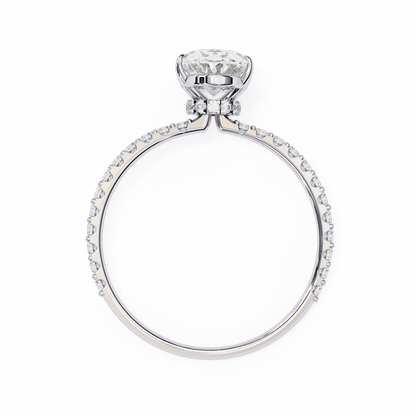 1.36 Carat Oval Cut Hidden Halo Diamond Engagement Ring with Round Side Stones – Elegant Bridal Ring