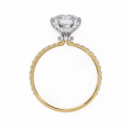 1.36 Carat Round Cut Hidden Halo Diamond Engagement Ring with Round Side Stones – Elegant Bridal Ring