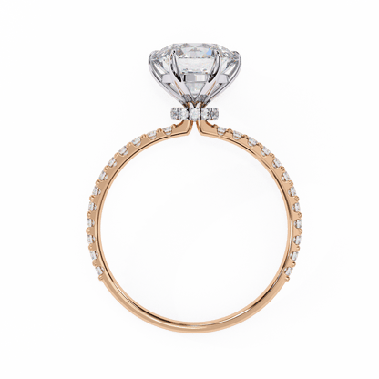 1.36 Carat Round Cut Hidden Halo Diamond Engagement Ring with Round Side Stones – Elegant Bridal Ring