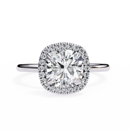 1.24 Carat Cushion Cut Halo Diamond Engagement Ring – Elegant Bridal Jewelry