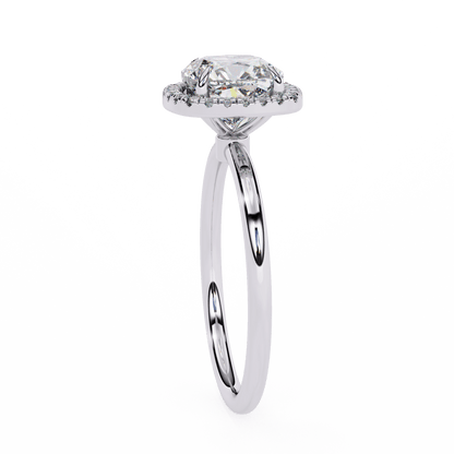 1.24 Carat Cushion Cut Halo Diamond Engagement Ring – Elegant Bridal Jewelry