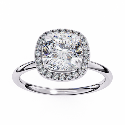 1.24 Carat Cushion Cut Halo Diamond Engagement Ring – Elegant Bridal Jewelry