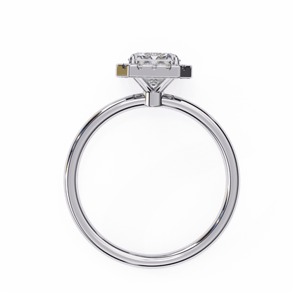 1.20 Carat Radiant Cut Halo Diamond Engagement Ring with Round Side Stones – Elegant Bridal Jewelry