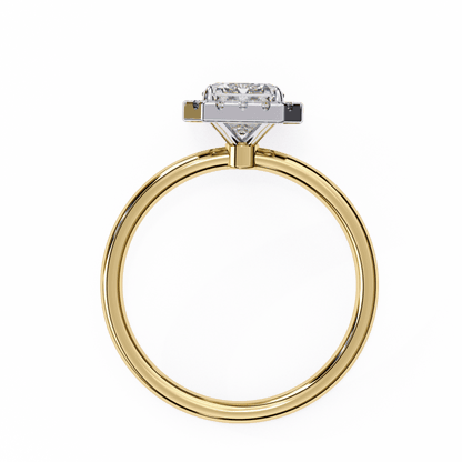 1.20 Carat Radiant Cut Halo Diamond Engagement Ring with Round Side Stones – Elegant Bridal Jewelry