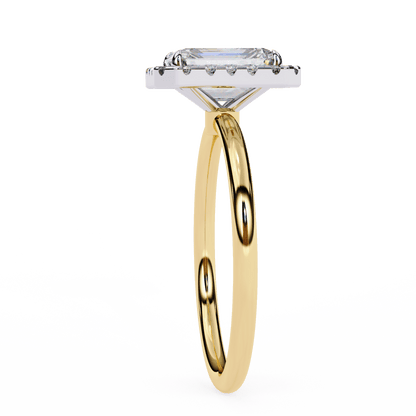 1.20 Carat Radiant Cut Halo Diamond Engagement Ring with Round Side Stones – Elegant Bridal Jewelry
