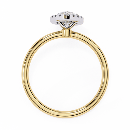 1.20 Carat Marquise Cut Halo Diamond Engagement Ring with Round Side Stones – Elegant Bridal Jewelry