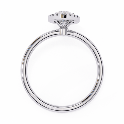 1.20 Carat Marquise Cut Halo Diamond Engagement Ring with Round Side Stones – Elegant Bridal Jewelry