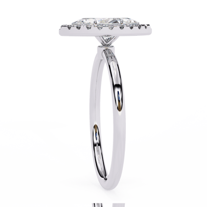 1.20 Carat Marquise Cut Halo Diamond Engagement Ring with Round Side Stones – Elegant Bridal Jewelry