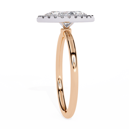 1.20 Carat Marquise Cut Halo Diamond Engagement Ring with Round Side Stones – Elegant Bridal Jewelry
