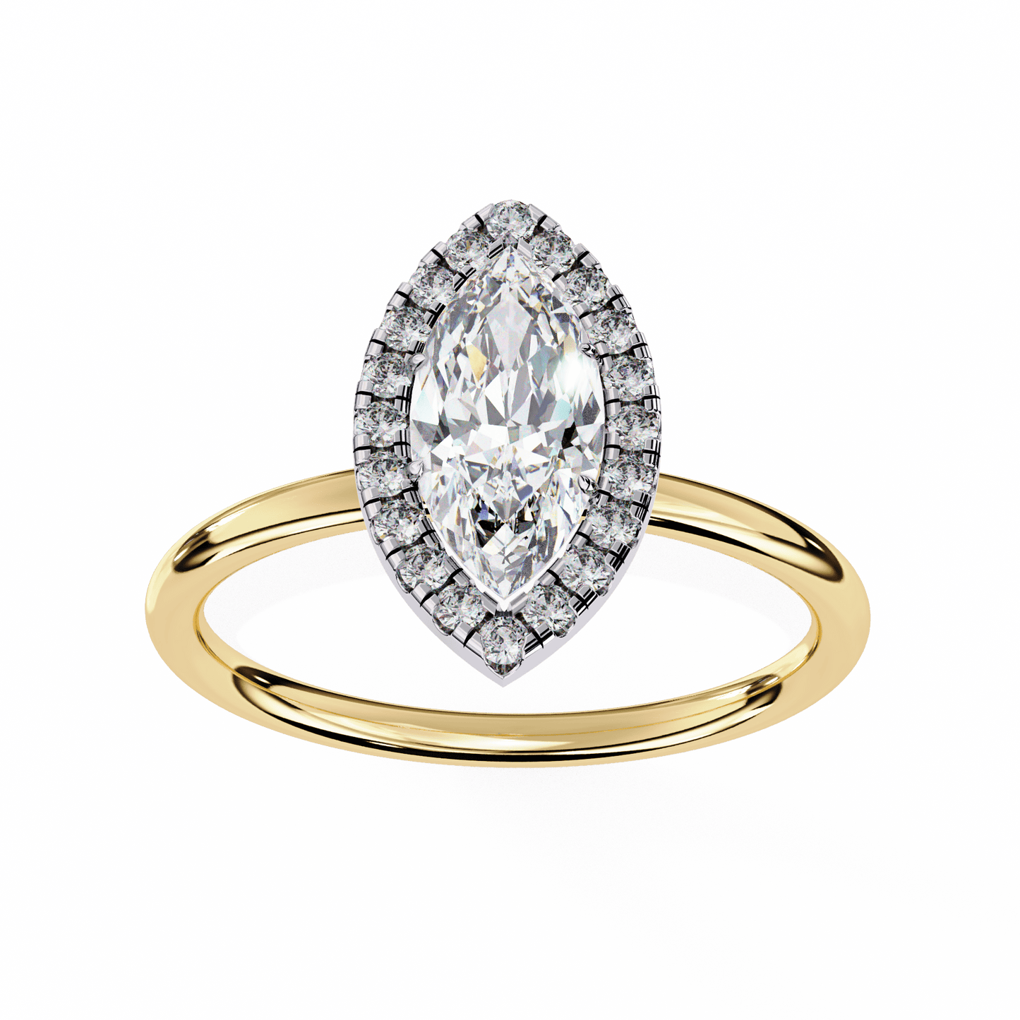1.20 carat marquise cut halo diamond engagement ring with round side stones – elegant bridal jewelry