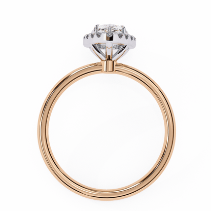 1.18 Carat Pear Cut Halo Diamond Engagement Ring with Round Side Stones – Elegant Bridal Jewelry