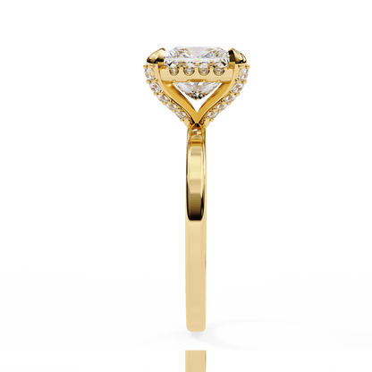 2.36 Carat Princess Cut Hidden Halo Engagement Ring with Round Side Stones – Luxury Diamond Jewelry
