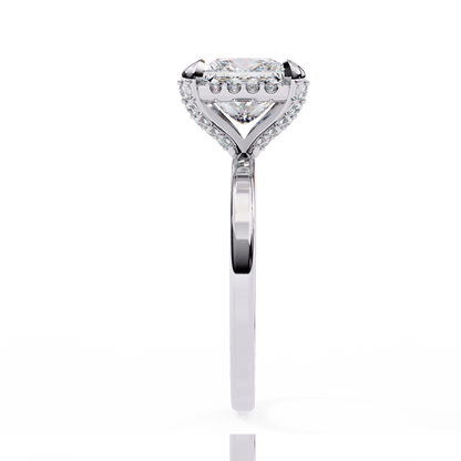 2.36 Carat Princess Cut Hidden Halo Engagement Ring with Round Side Stones – Luxury Diamond Jewelry
