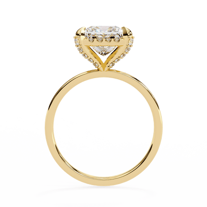 2.36 Carat Princess Cut Hidden Halo Engagement Ring with Round Side Stones – Luxury Diamond Jewelry