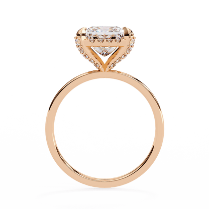 2.36 Carat Princess Cut Hidden Halo Engagement Ring with Round Side Stones – Luxury Diamond Jewelry