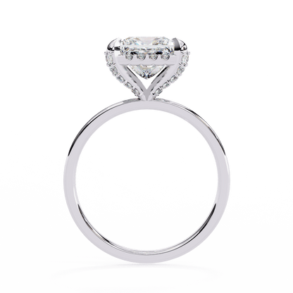2.36 Carat Princess Cut Hidden Halo Engagement Ring with Round Side Stones – Luxury Diamond Jewelry