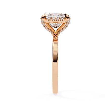 2.36 Carat Princess Cut Hidden Halo Engagement Ring with Round Side Stones – Luxury Diamond Jewelry