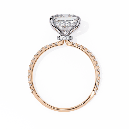 2.52 Carat Princess Cut Hidden Halo Diamond Engagement Ring with Round Side Stones – Elegant Bridal Ring