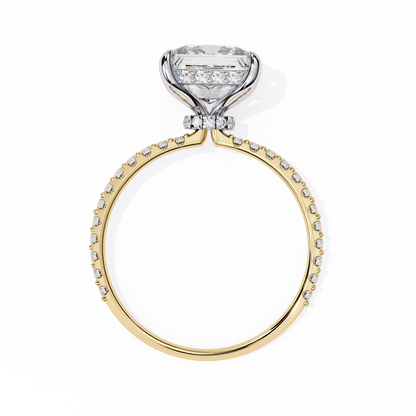 2.52 Carat Princess Cut Hidden Halo Diamond Engagement Ring with Round Side Stones – Elegant Bridal Ring