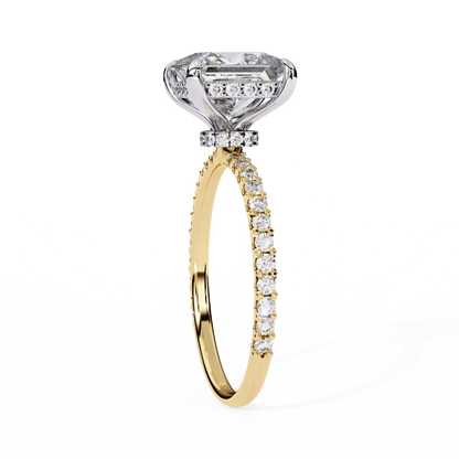 2.52 Carat Princess Cut Hidden Halo Diamond Engagement Ring with Round Side Stones – Elegant Bridal Ring