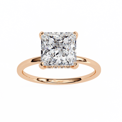 2.16 Carat Princess Cut Hidden Halo Diamond Engagement Ring – Elegant Bridal Jewelry