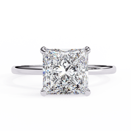 2.16 Carat Princess Cut Hidden Halo Diamond Engagement Ring – Elegant Bridal Jewelry