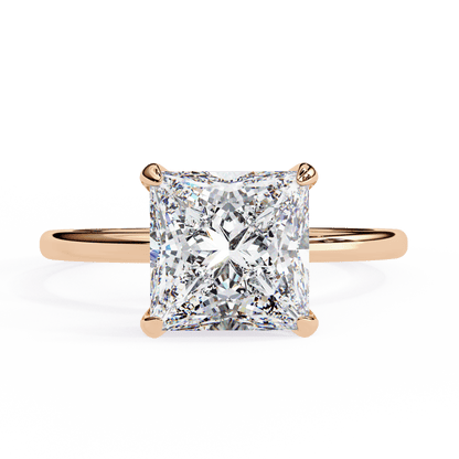2.16 Carat Princess Cut Hidden Halo Diamond Engagement Ring – Elegant Bridal Jewelry