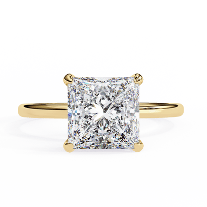 2.16 Carat Princess Cut Hidden Halo Diamond Engagement Ring – Elegant Bridal Jewelry