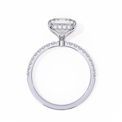 2.34 Carat Princess Cut Hidden Halo Diamond Engagement Ring with Round Side Stones- Luxury Diamond Jewelry