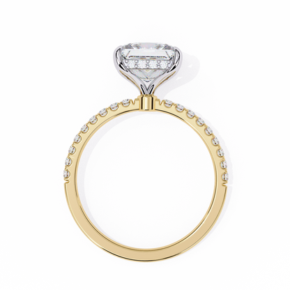 2.34 Carat Princess Cut Hidden Halo Diamond Engagement Ring with Round Side Stones- Luxury Diamond Jewelry