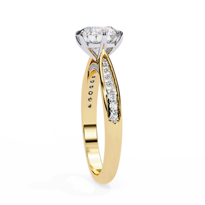 1.34 Carat Round Cut Hidden Halo Diamond Engagement Ring with Round Side Stones – Elegant Bridal Jewelry