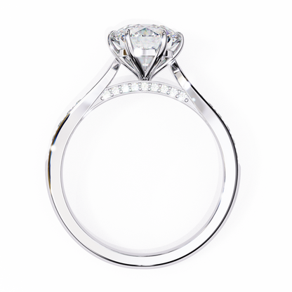 1.34 Carat Round Cut Hidden Halo Diamond Engagement Ring with Round Side Stones – Elegant Bridal Jewelry