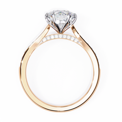 1.34 Carat Round Cut Hidden Halo Diamond Engagement Ring with Round Side Stones – Elegant Bridal Jewelry